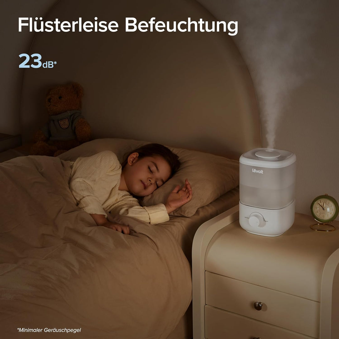 LEVOIT 2,5L Mini Luftbefeuchter bis 25H für Schlafzimmer Kinderzimmer, 26dB leise Top-Fill Humidifie