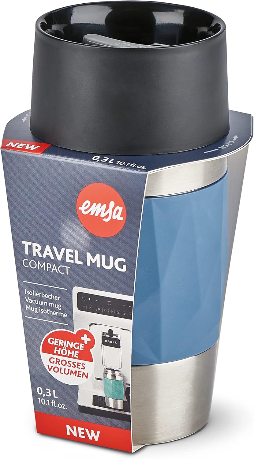 Emsa N21610 Travel Mug Compact Thermo/Isolierbecher aus Edelstahl | 0,3 Liter | 3h heiss 6h kalt | B