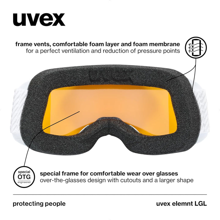 Uvex Unisex Elemnt Lgl Skibrille (1er Pack) Einheitsgrösse white/lasergold lite-clear, Einheitsgröss