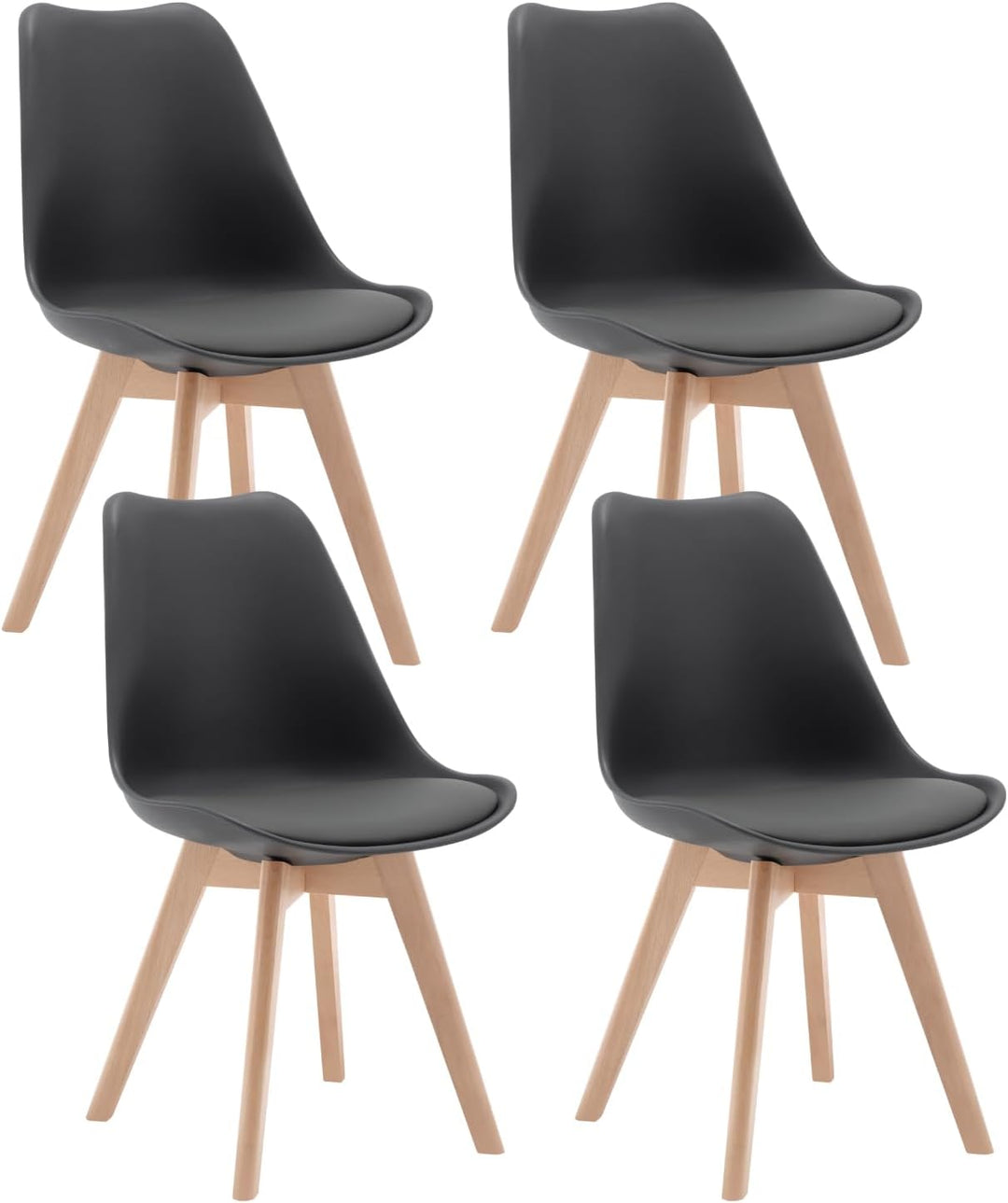 WOLTU® 4er Set Esszimmerstühle Küchenstuhl Design Stuhl Esszimmerstuhl Kunstleder Holz Grau BH29gr-4