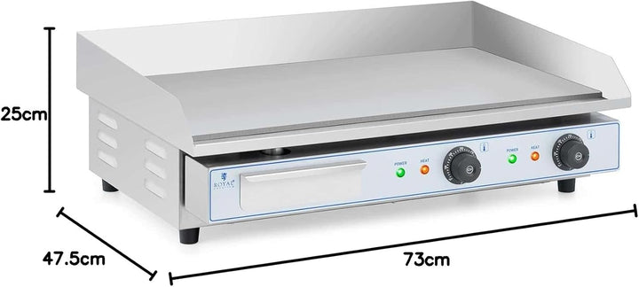 Royal Catering RC-EG001 Doppel Elektro Grillplatte 730 x 400 mm Glatt 2 x 2.200 W Griddleplatte Brat