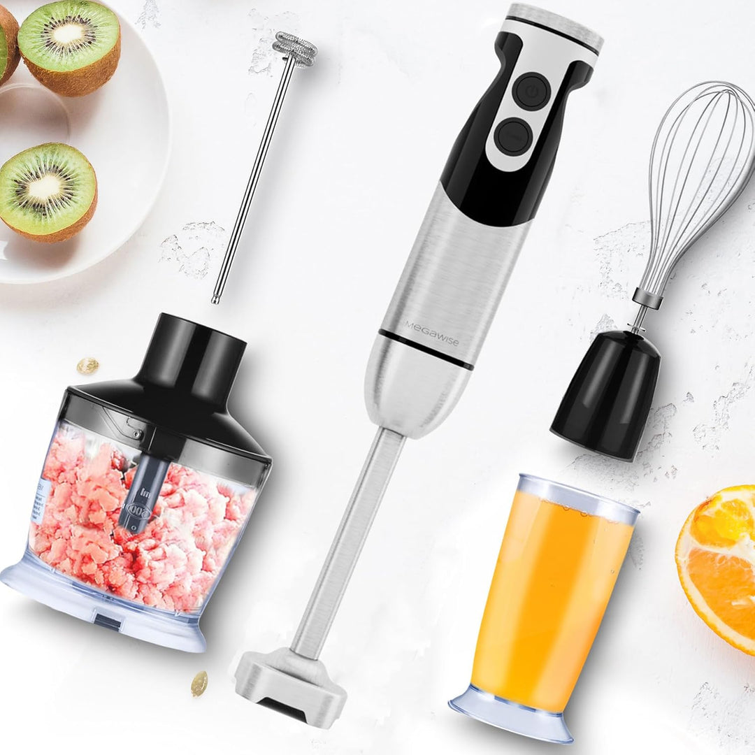 MegaWise Pro Titanverstärkter 5-in-1-Stabmixer, leistungsstarke 400 W mit 80% schärferen Klingen, ka