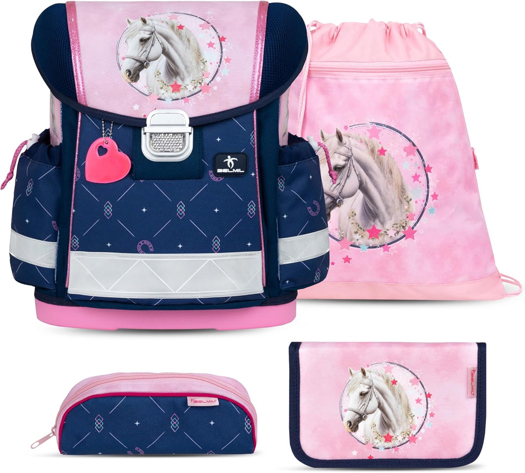 Belmil Classy Schulranzen Set 4 - teilig (403-13/AG/S) Amazing Horses