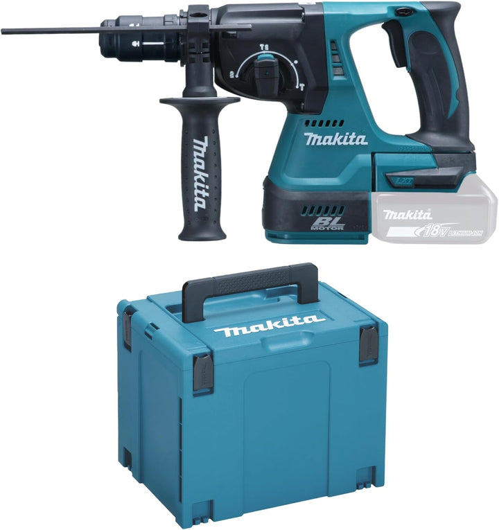 Makita Akku-Kombihammer für SDS-Plus 18 V im Makpac ohne Akku/Ladegerät DHR243ZJ, Schwarz, Blau