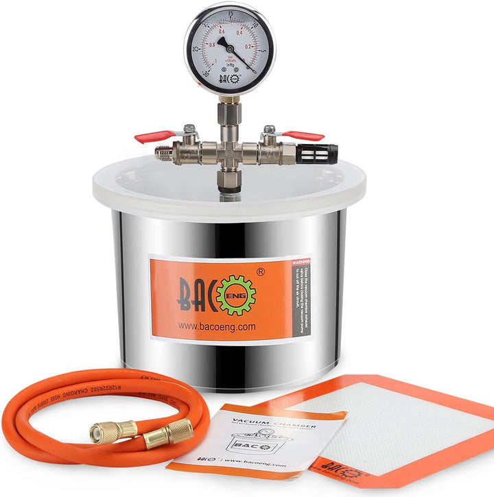 BACOENG 6.8 Liter Vakuumkammer Edelstahl Vakuum Entgasungskammer (Durchmesser 22CM, Höhe 15CM) 6.8L,