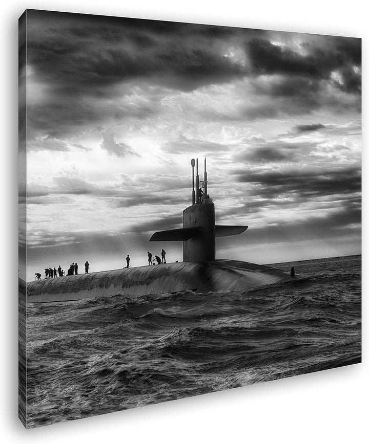 deyoli Militär U Boot auf offener See Format: 60x60 Effekt: Schwarz&Weiss als Leinwandbild, Motiv fe