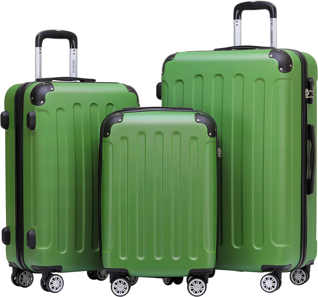 BEIBYE- Hartschalenkoffer Koffer Trolley Rollkoffer Reisekoffer Zahlenschloss 4 Zwilings-Rollen (Oli