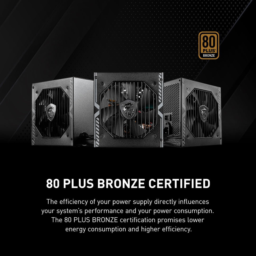 MSI MAG A550BN Netzteil, EU-Stecker - 550W, 80 Plus Bronze zertifiziert, ATX-Netzteil, 12V Single-Ra