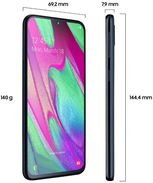 Samsung Galaxy A40 Smartphone (15.0cm (5.9 Zoll) 64GB interner Speicher, 4GB RAM, Dual SIM, schwarz)