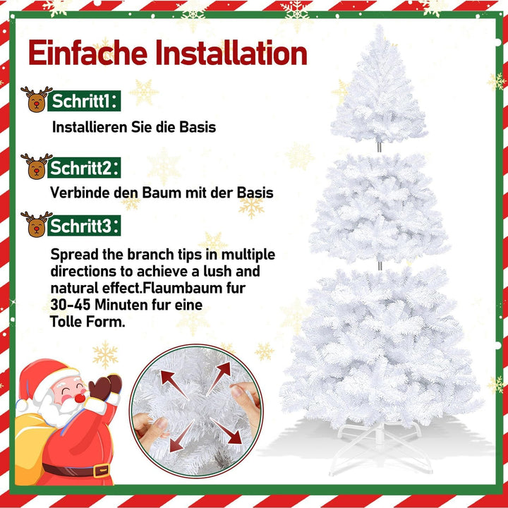 Gimisgu Weihnachtsbaum künstlich, 180cm mit 600 Spitzen PVC Schwer Entflammbar, Schnellaufbau Klapps