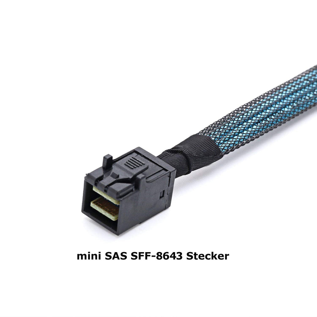 Bolwins P82CS Mini SAS SFF-8643 auf 4x SFF-8482 & 4x SATA 15pin Splitter Kabel – 1m Mini SAS SFF-864