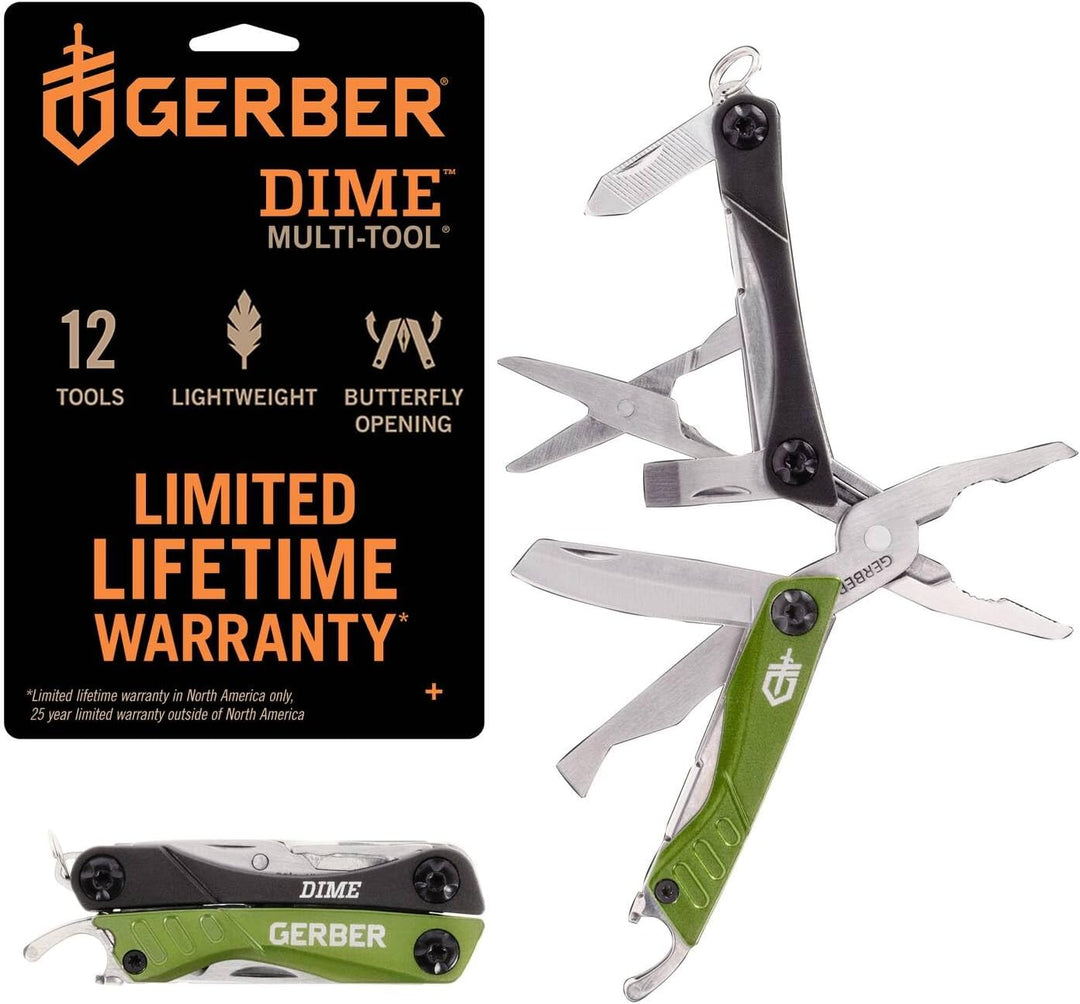 Gerber Multifunktionswerkzeug mit 12 Funktionen, Dime Pocket Multi-tool, Grün, 31-003621 Grün (EU),