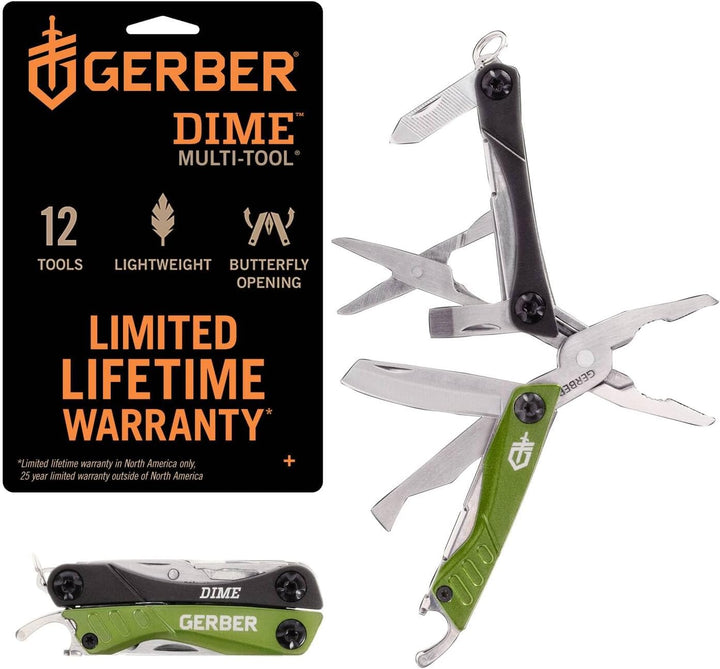 Gerber Multifunktionswerkzeug mit 12 Funktionen, Dime Pocket Multi-tool, Grün, 31-003621 Grün (EU),