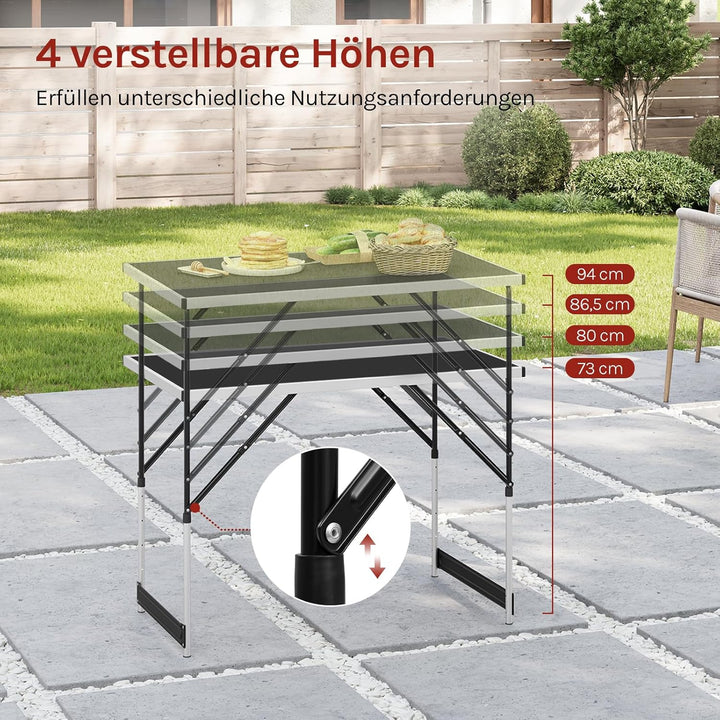 WOLTU® Campingtisch Klapptisch Gartentisch Arbeitstisch Balkontisch höhenverstellbar Aluminium Stahl