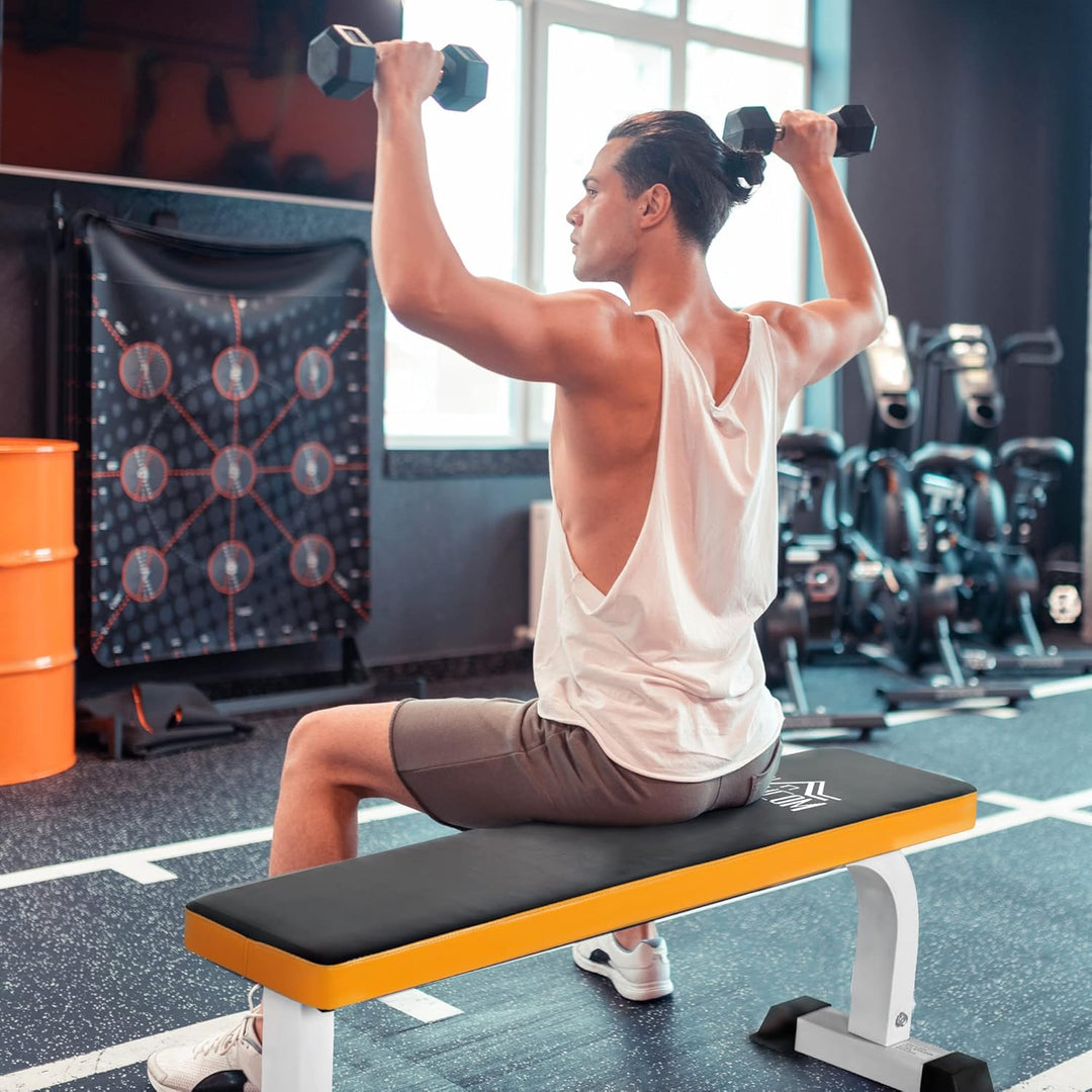 HOMCOM Hantelbank, Flachbank, Fitnessbank, Multifunktion Trainingsbank für zuhause Krafttraining, St