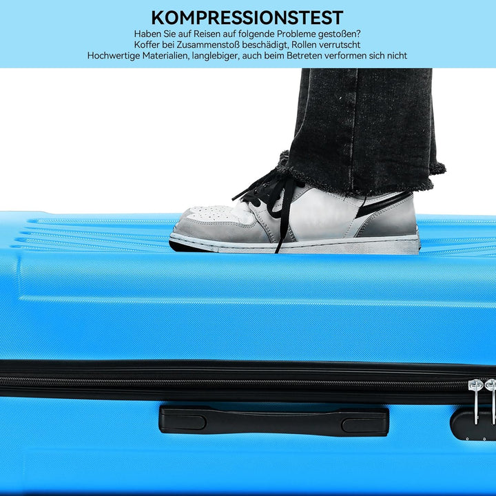 BEIBYE Hartschalen-Koffer Trolley Rollkoffer Reisekoffer Handgepäck 4 Rollen (M-L-XL-Set) (Turquoise
