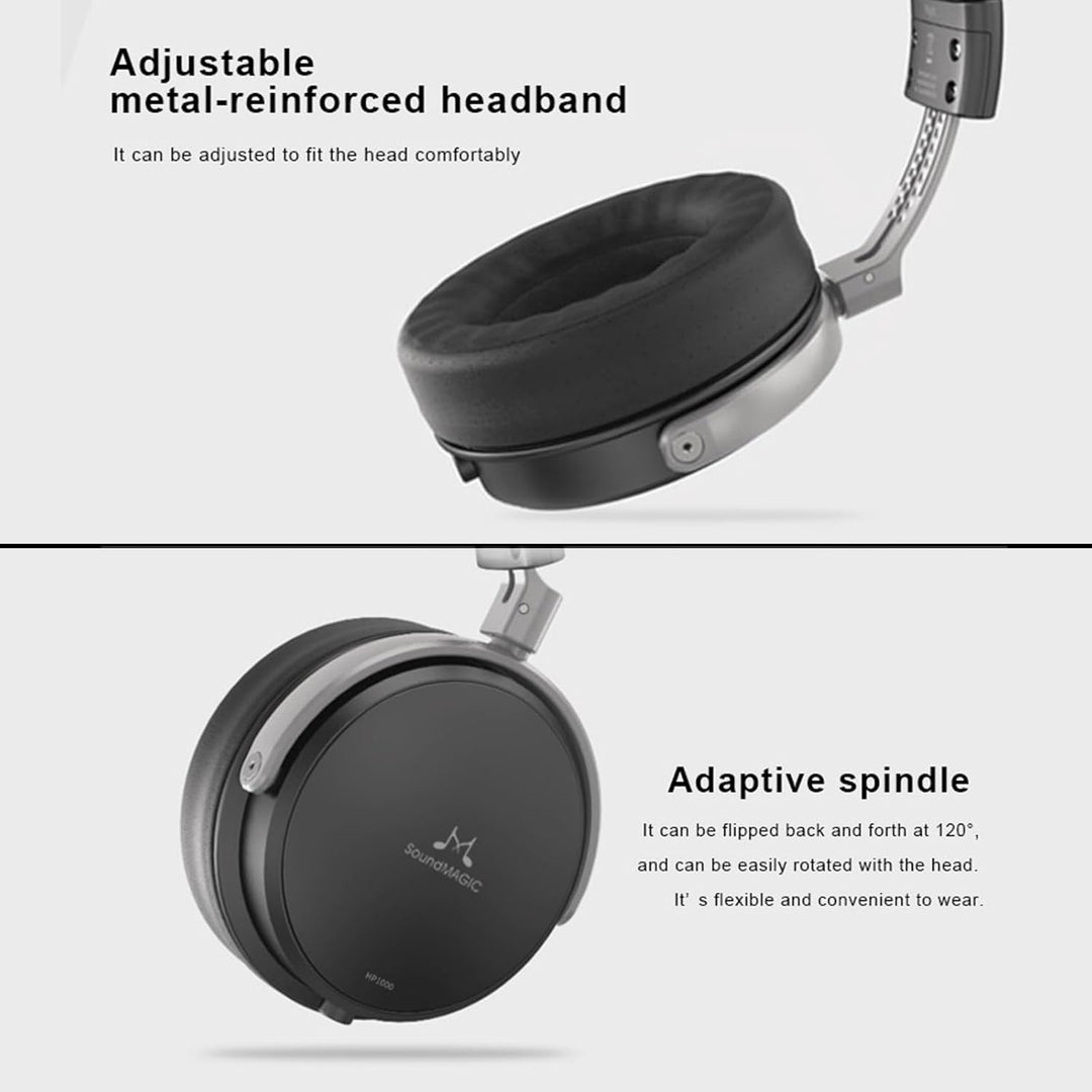 SoundMAGIC HP1000 Wired Over-Ear Headphones, HiFi Stereo Professional Premium Headphones, Noise Isol