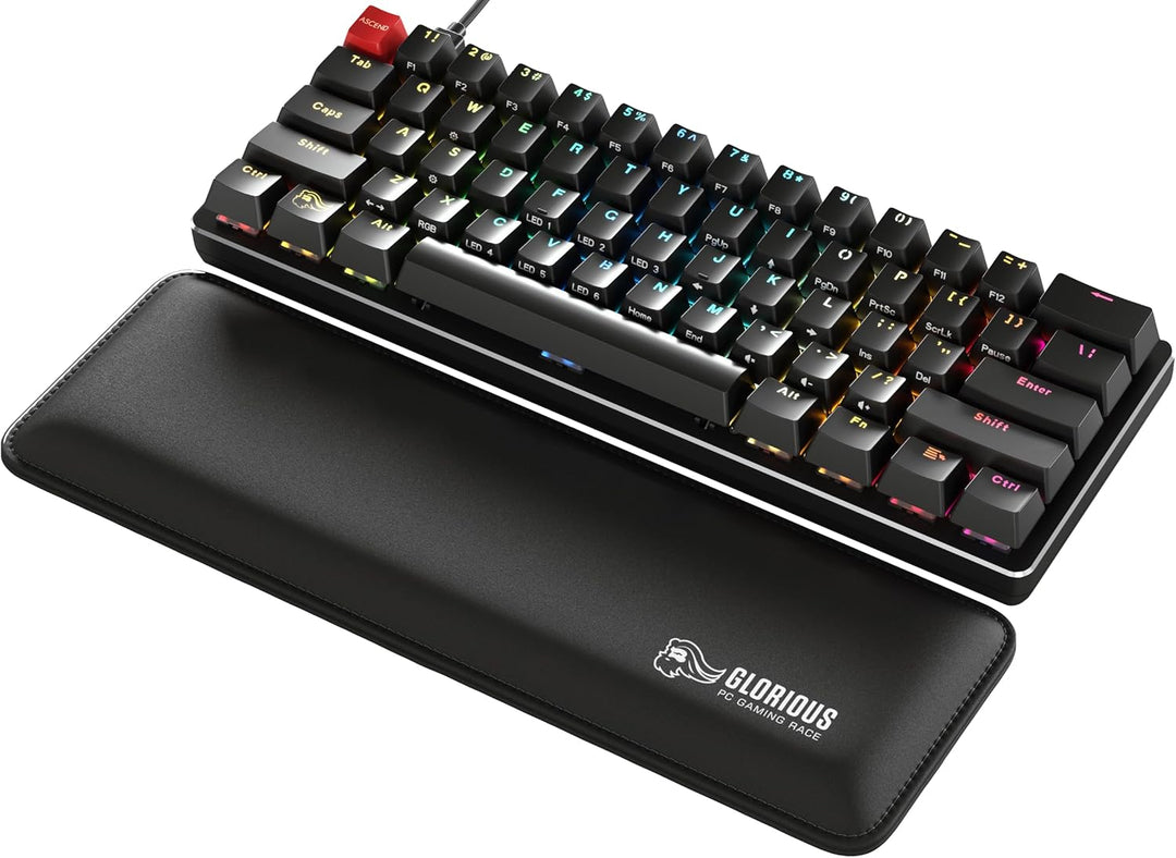 Glorious Gaming Padded Keyboard Wrist Rest (Kompakt, 17 mm stark) - gesteppte Ränder, glatte Stoffob