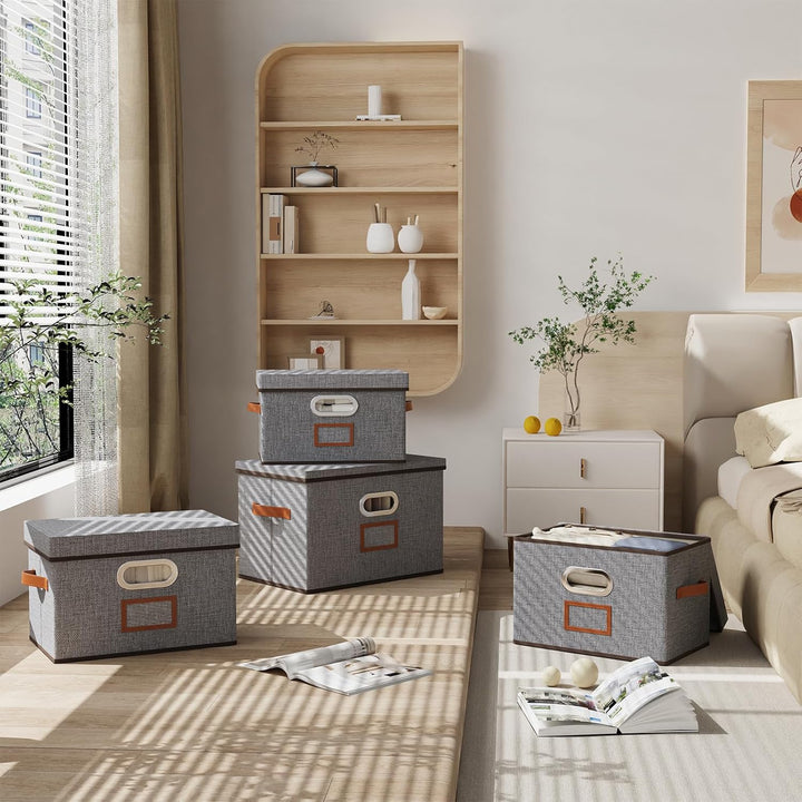 OUTBROS Aufbewahrungsbox mit Deckel und Griff, 45 x 30 x 30 cm Faltbarer Aufbewahrungsbox aus Stoff