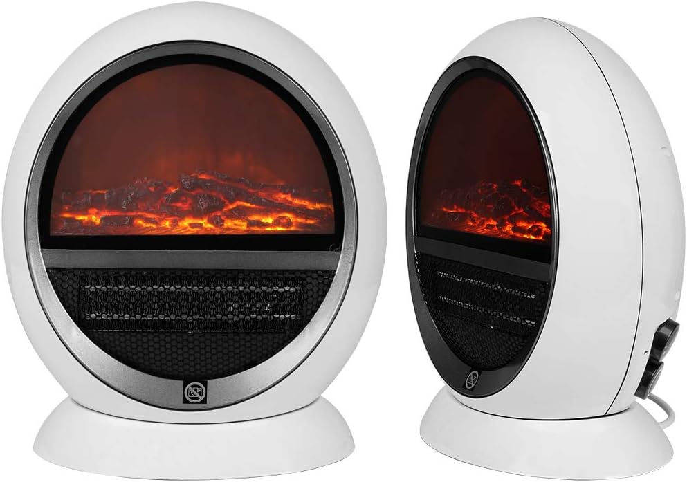 Deuba Heizlüfter Kamin Optik Elektrokamin LED Flammen Effekt 2 Heizstufen weiss Überhitzungsschutz E