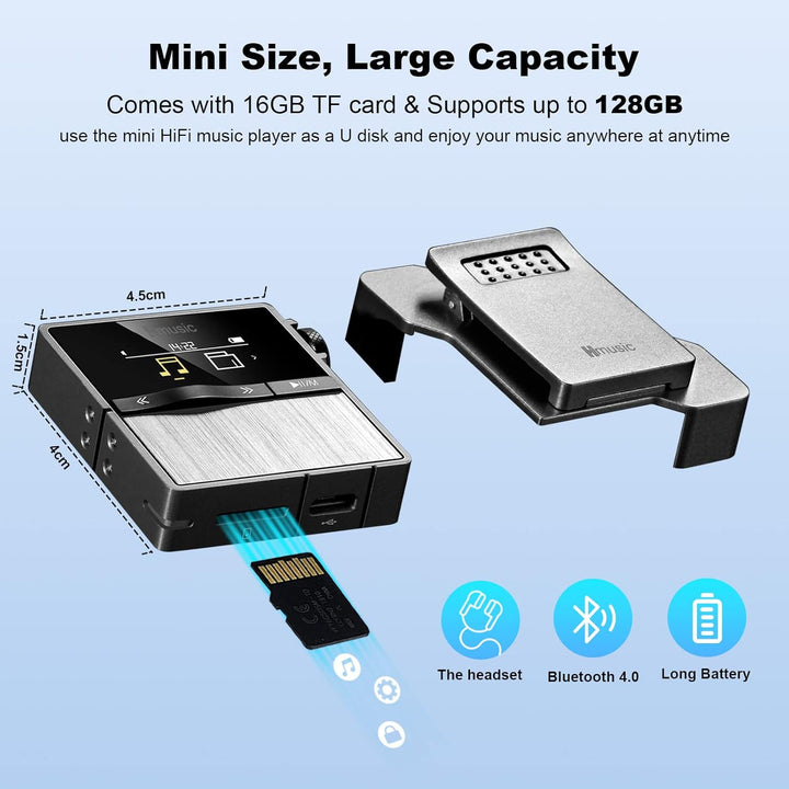 Hmusic P68 HiFi MP3 Player mit Clip, Lossless DSD Music Player Bluetooth, tragbarer Hi-Res Audio Pla