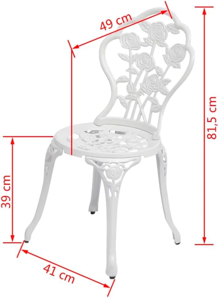vidaXL Bistrostühle Stuhlset Gartenstuhl 2 STK. 41x49x81,5 cm Aluminiumguss Weiss, Weiss