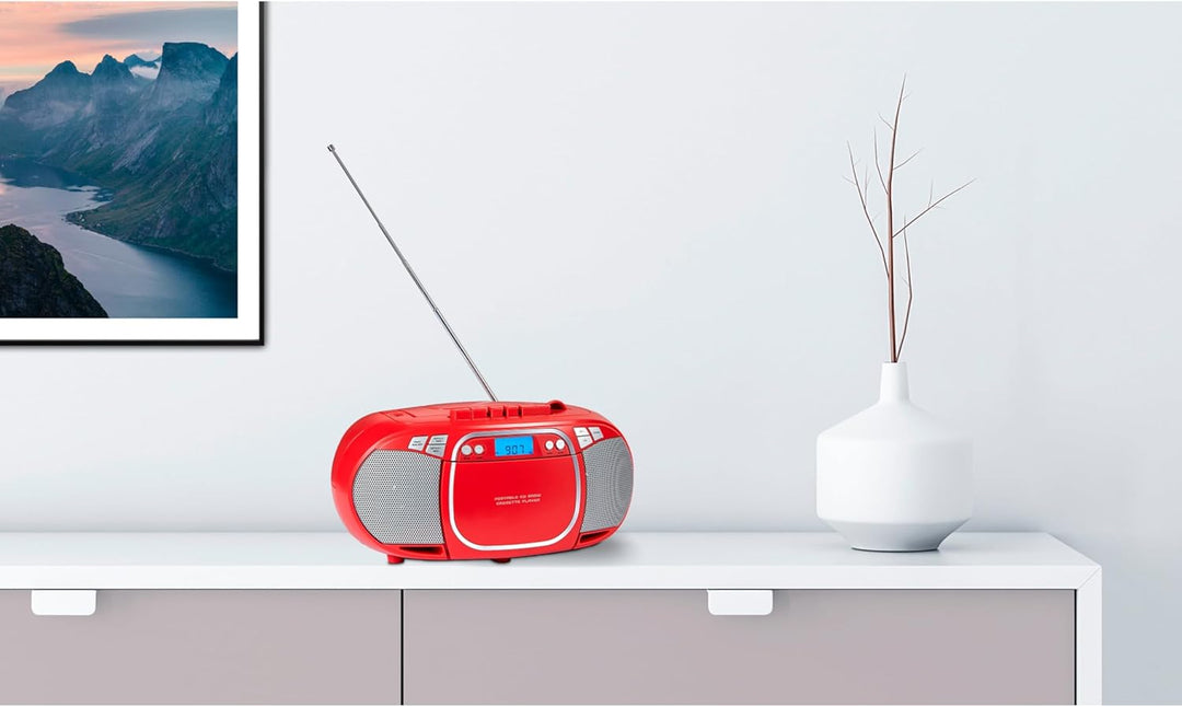 MEDION E66476 Stereo Sound System (Boombox, CD-Player, MP3, Kassette, tragbarer Kassettenspieler für