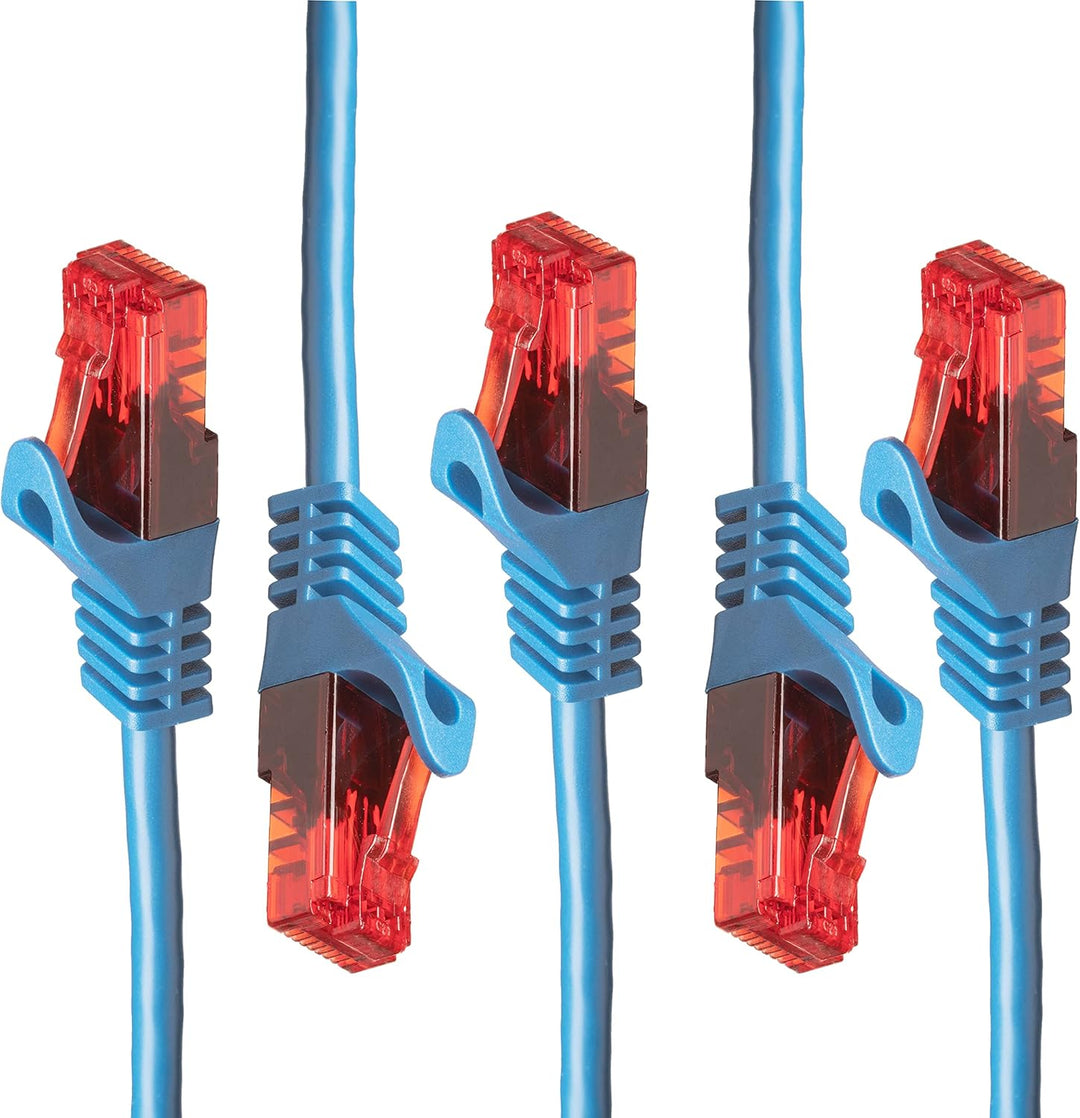 BIGtec - 5 Stück - 50m Gigabit Netzwerkkabel Patchkabel Ethernet LAN DSL Patch Kabel blau (2x RJ-45