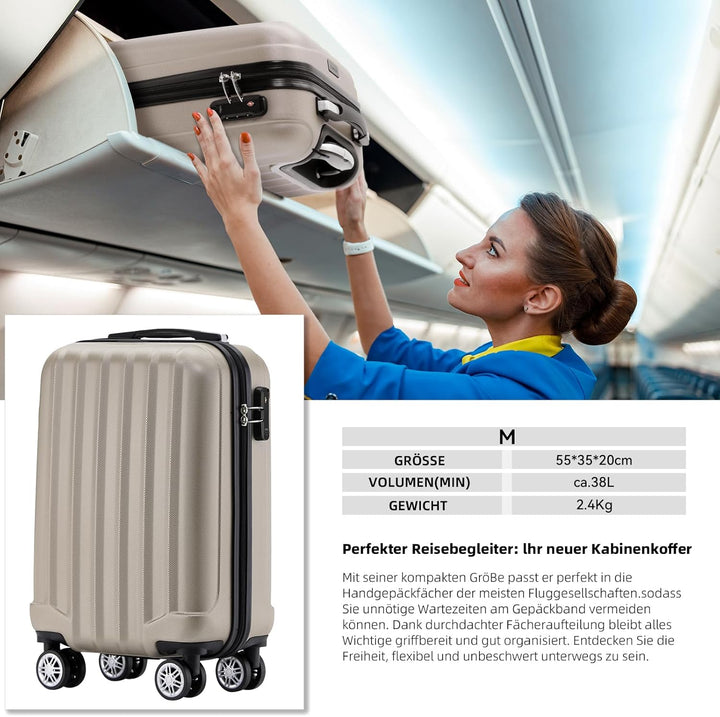 BEIBYE TSA-Schloss 2080 Hangepäck Zwillingsrollen neu Reisekoffer Koffer Trolley Hartschale Set-XL-L