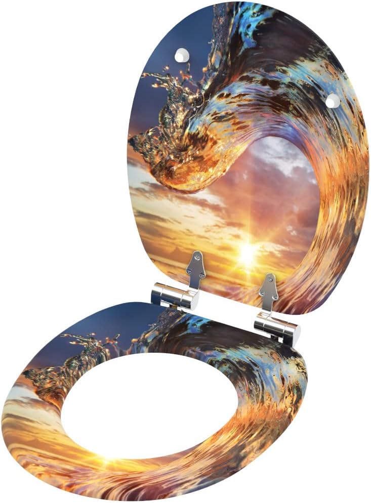 Sanilo WC-Sitz mit Absenkautomatik, Toilettensitz mit Absenkautomatik, einfache Befestigung (Wave),