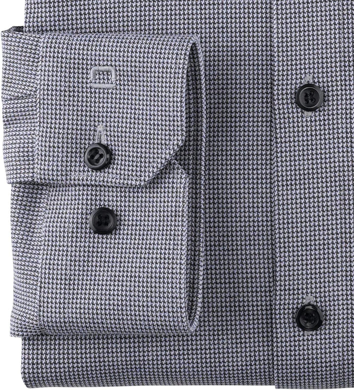 OLYMP Herren Businesshemd No. Six 24/Seven,Gemustert,super Slim,Kent-Kragen 37 Schwarz 68, 37 Schwar