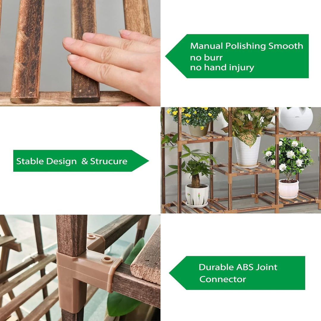 VIEWALL Pflanzenregal Holz BlumenstÀnder Multifunktionaler Kreativer Holz Blumentreppe Dekoration Pf