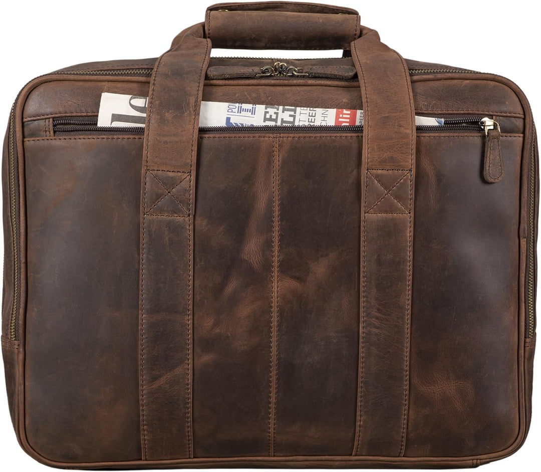 STILORD 'Leopold' XL Echtleder Aktentasche - der verbesserte Geheimtipp für Lehrerzimmer & Büro - Bu