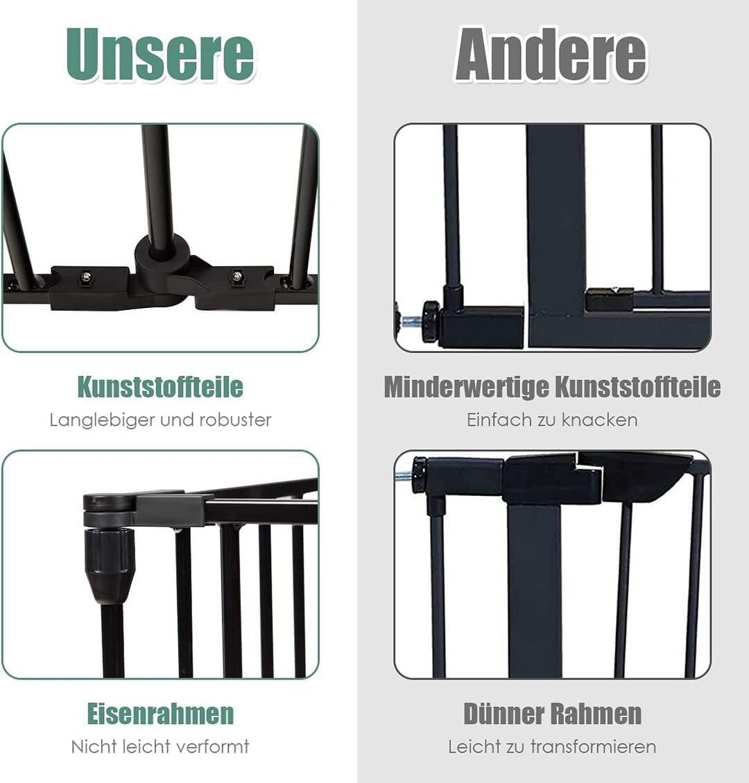 COSTWAY Baby Kaminschutzgitter klappbar, Laufgitter mit Sicherheitstür, Ofenschutzgitter inkl. Wandh