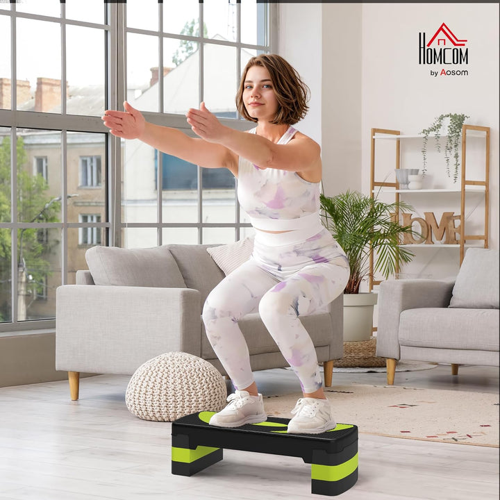 HOMCOM Steppbrett Aerobic-Stepper höhenverstellbar mit 3 Stufen (10/15/20 cm) Fitness Heimtrainer fü