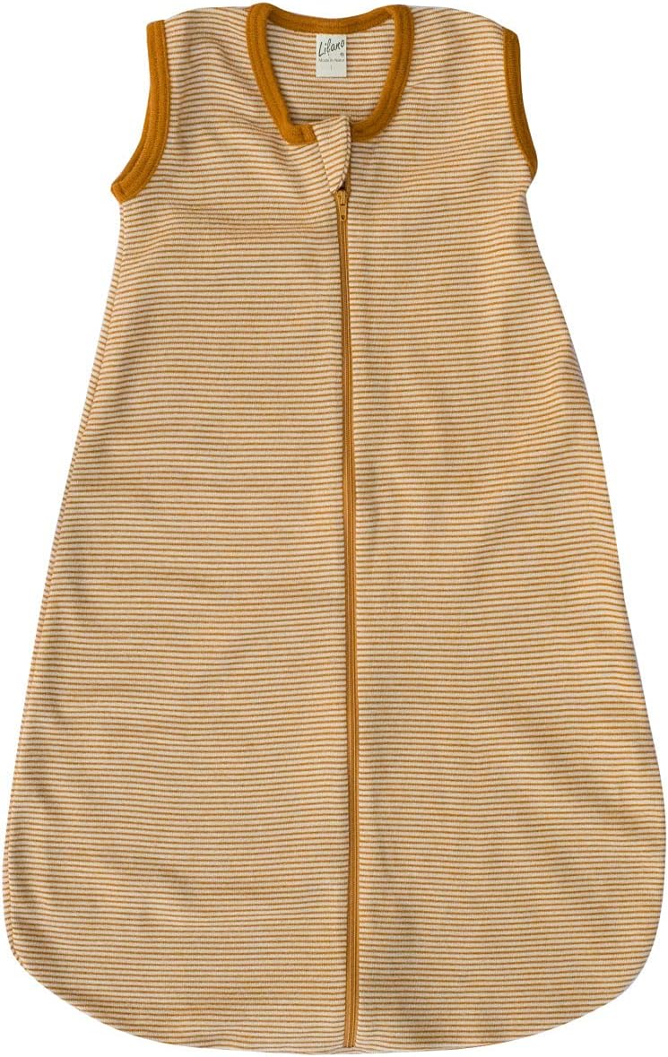 Lilano, Schlafsack Ringel ohne Arm, 70% Wolle (kbT), 30% Seide, 210 gr./m² Curry/Natur 1 (70 cm), Cu