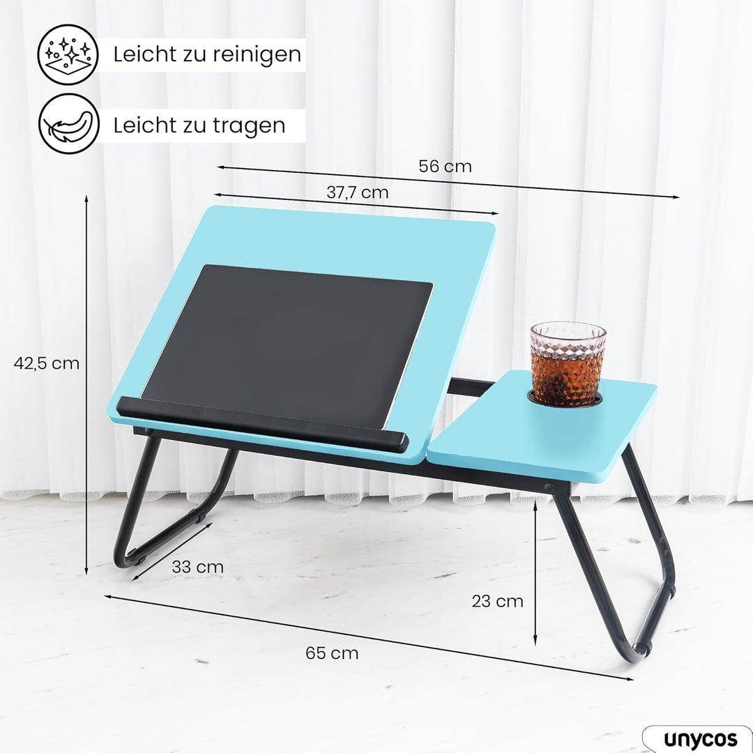 unycos - Klappbarer Laptoptisch - Multifunktionaler Betttisch, Ideal zum Essen, Arbeiten, Lesen, Sch