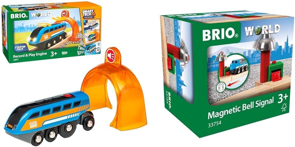 BRIO World 33971 Smart Tech Sound Lok mit Aufnahmefunktion Elektrischer Zug & World 33754 - Magnetis