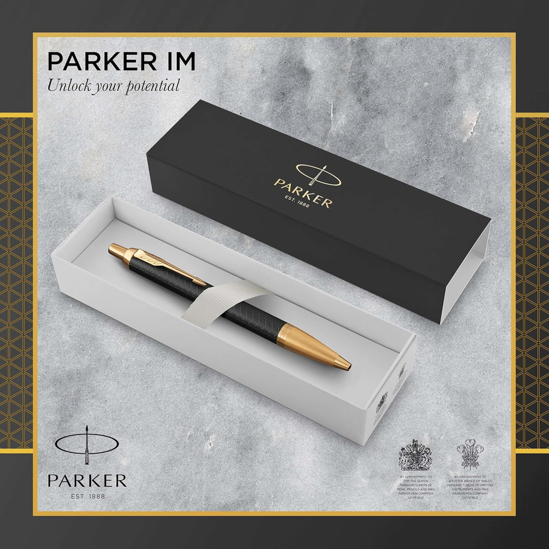 Parker IM Kugelschreiber , Premium Black , Mittlere Spitze , Blau , Geschenkbox Kugelschreiber Premi