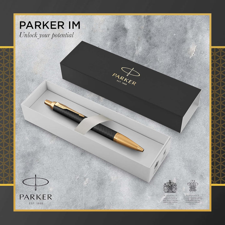Parker IM Kugelschreiber , Premium Black , Mittlere Spitze , Blau , Geschenkbox Kugelschreiber Premi