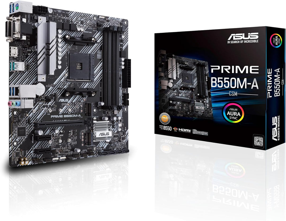 ASUS Prime B550M-A CSM Mainboard Sockel AM4 (Micro ATX, Ryzen, PCIe 4.0, 2X M.2, 1Gbit/s-Ethernet, W