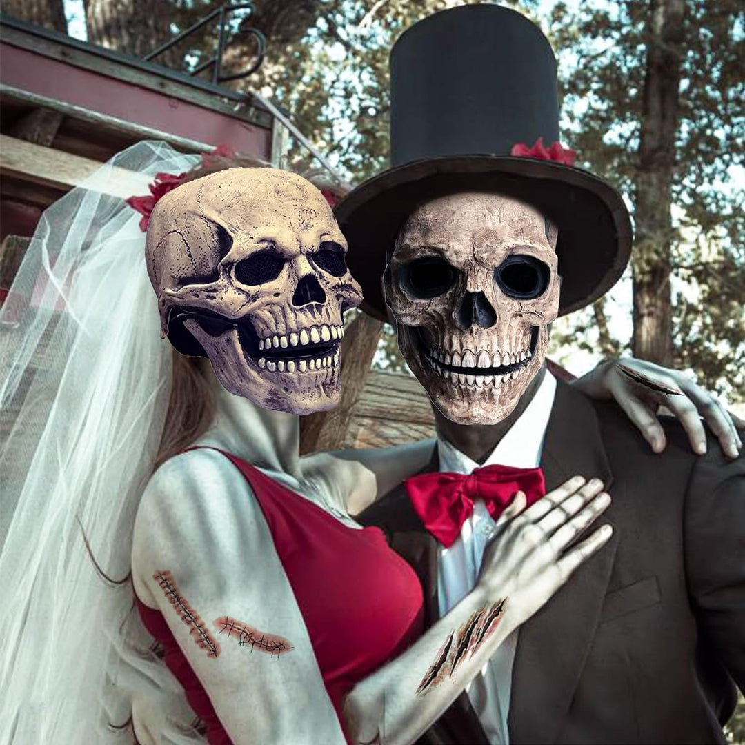 BARVERE Sensenmann Kostüm, Totenkopf Maske Set mit Sensemann Umhang, Halloween Sense und Handschuhe,