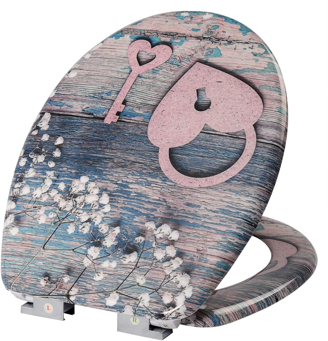 WOLTU WC Sitz mit Absenkautomatik,Toilettensitz Motiv,Toilettendeckel aus Duroplast,Stable Klodeckel