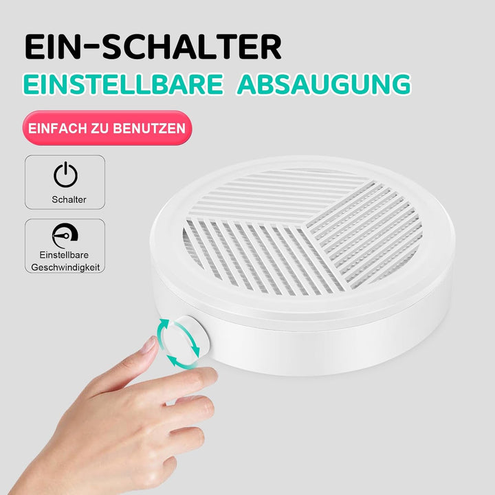 Kleiner Nagel Staubsauger mit Einstellbarer Absaugung, Leistungsstarker Maniküre Nagelstaubsauger fü