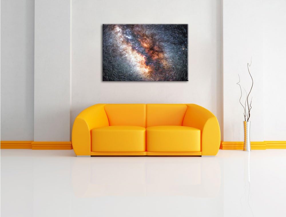 Pixxprint Zentrum der Milchstrasse Kunst Pinsel Effekt, Format: 100x70 auf Leinwand, 100x70
