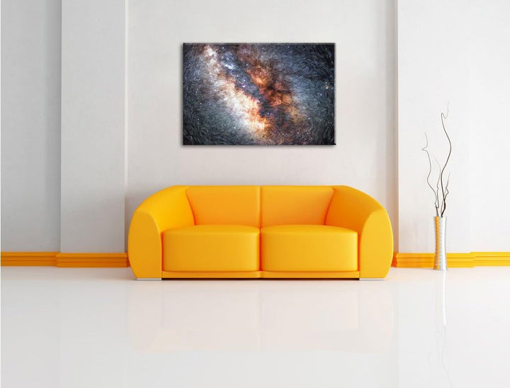 Pixxprint Zentrum der Milchstrasse Kunst Pinsel Effekt, Format: 100x70 auf Leinwand, 100x70