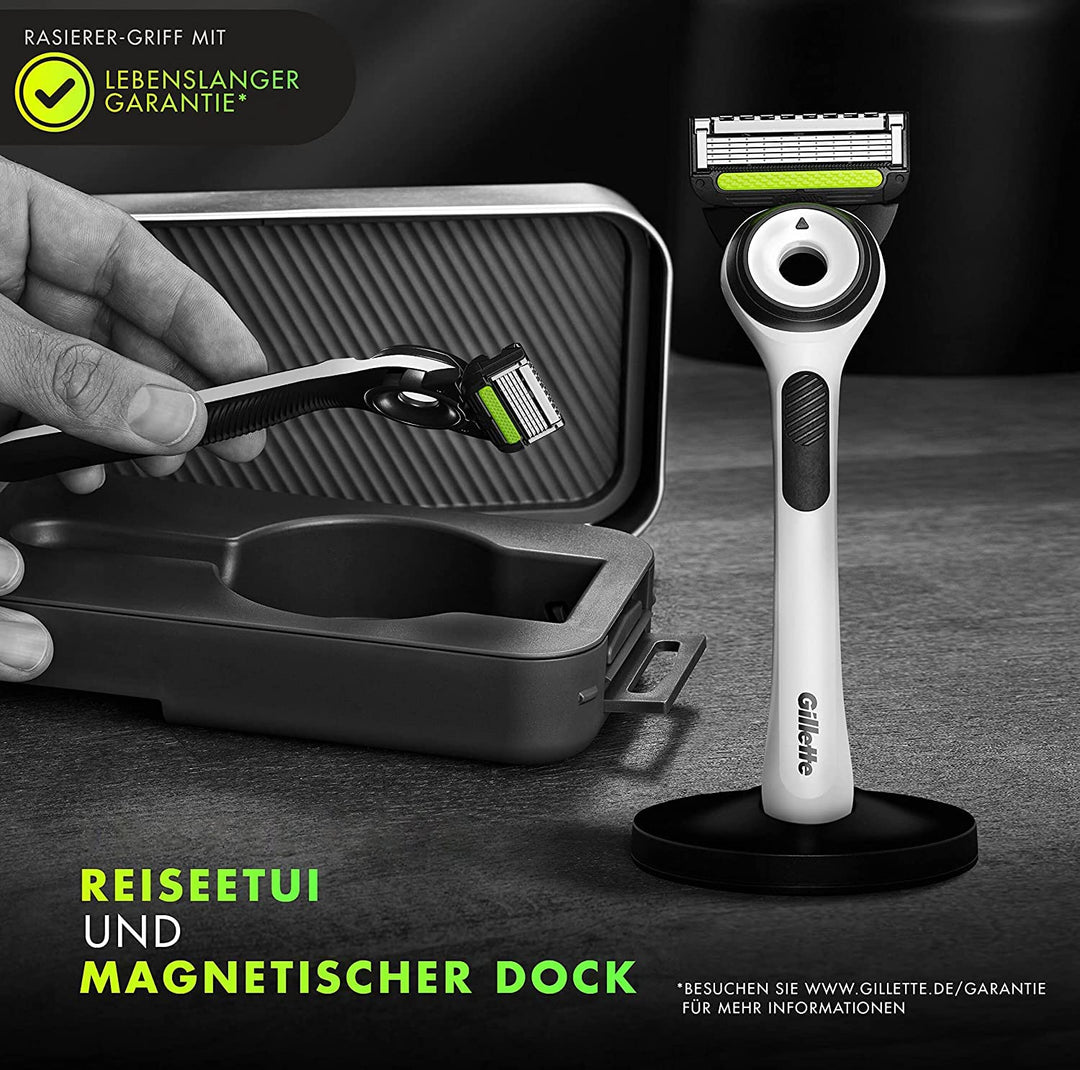 Gillette Labs Nassrasierer Herren, Rasierer mit Reinigungs-Element + Reise-Etui zur Aufbewahrung für
