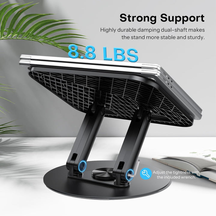 OMOTON Laptop Ständer, Schwenkbarer Laptopständer mit 360° drehbarer Metallbasis, Ergonomischer Lapt
