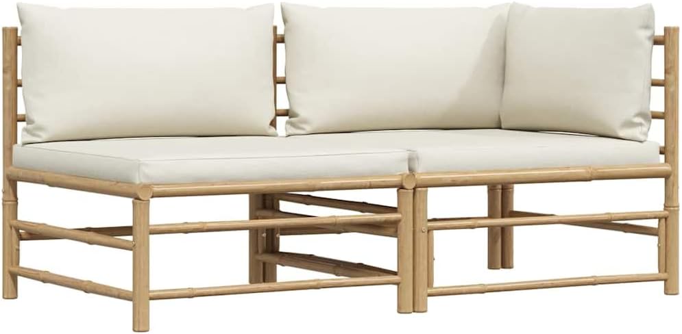 vidaXL Gartenmöbel 2-TLG. mit Kissen Ecksofa Mittelsofa Gartenset Gartensofa Lounge Sofa Garnitur Si