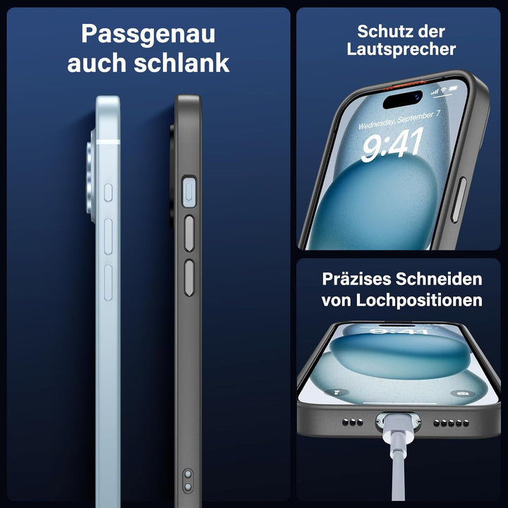 UniqueMe für iPhone 15 Hülle, 5-in-1-Set Handyhülle für iPhone 15 Case Rundumschutz Schutzhülle Cove